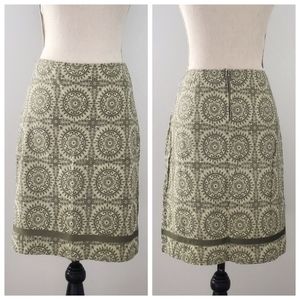 EUC Green Mandella Pattern Skirt Sz 3 Miken Clothing Co.